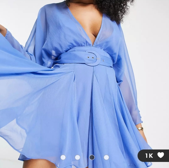 ASOS DESIGN soft mini dress with godet detail and belt - Picture 2 of 7